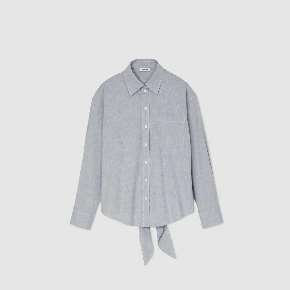 Sandro / Long tie-back shirt Sky Blue