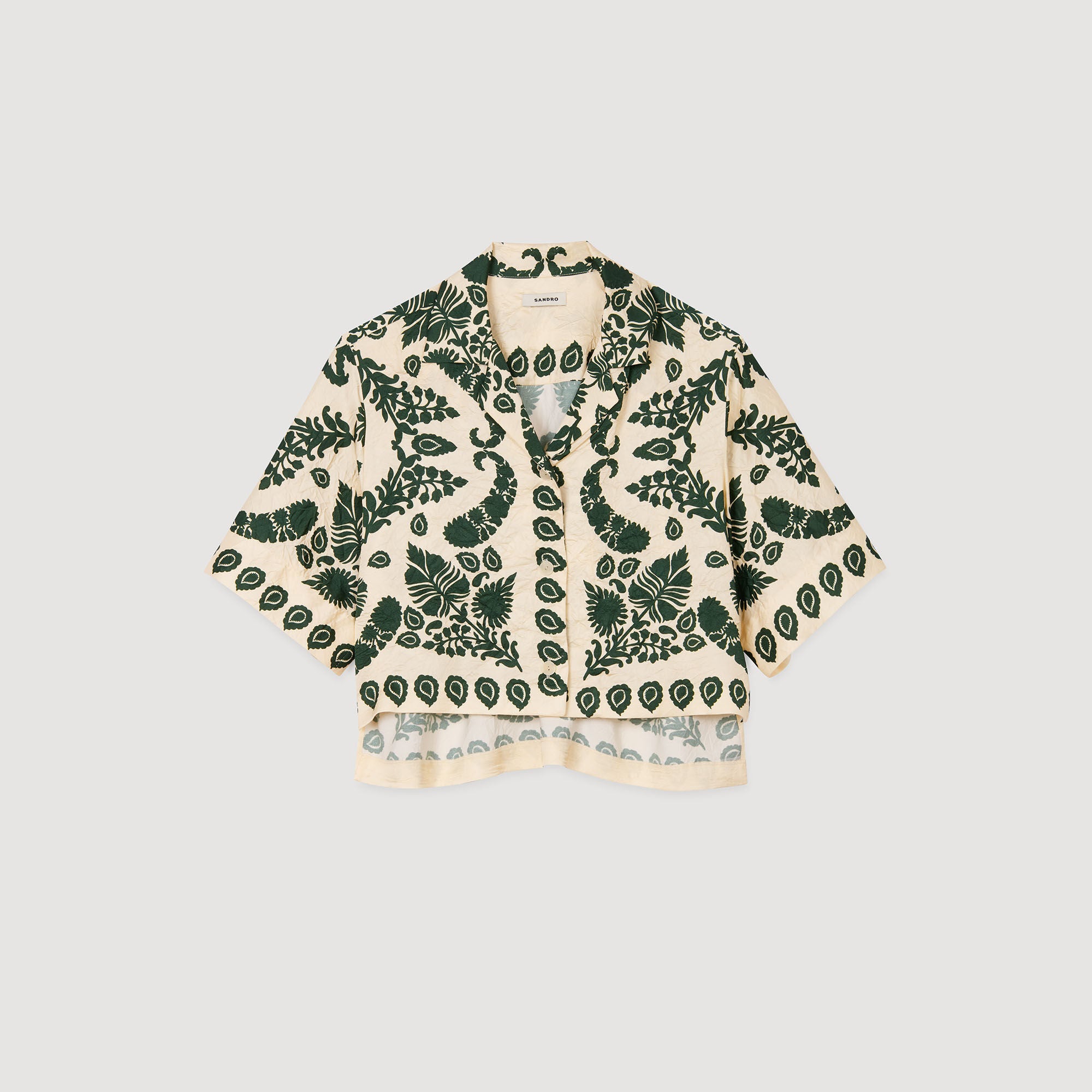 Sandro / Floral motif shirt Ecru / Green