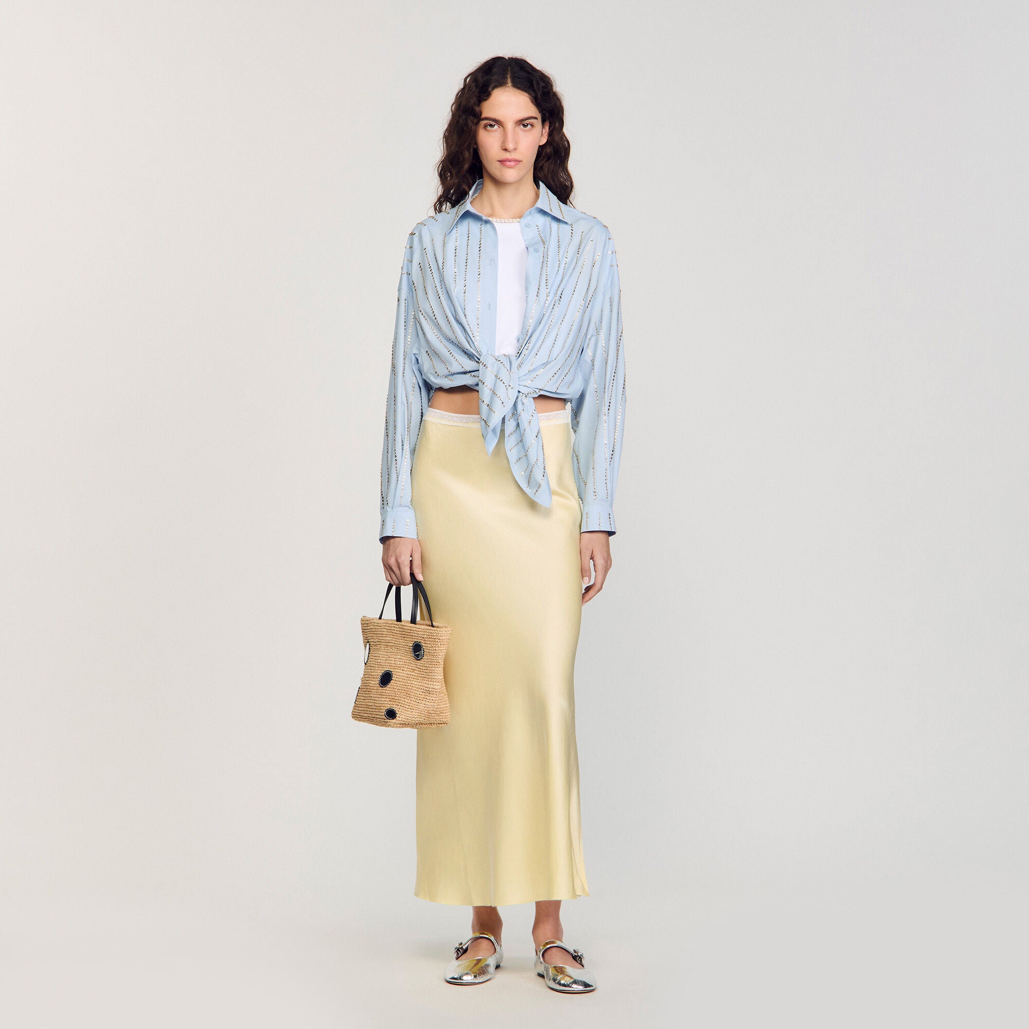 Sandro / Rhinestone shirt Sky Blue