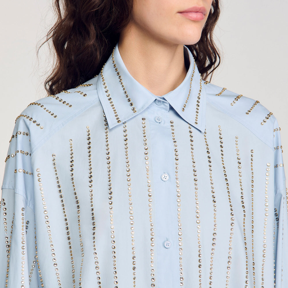 Sandro / Rhinestone shirt Sky Blue