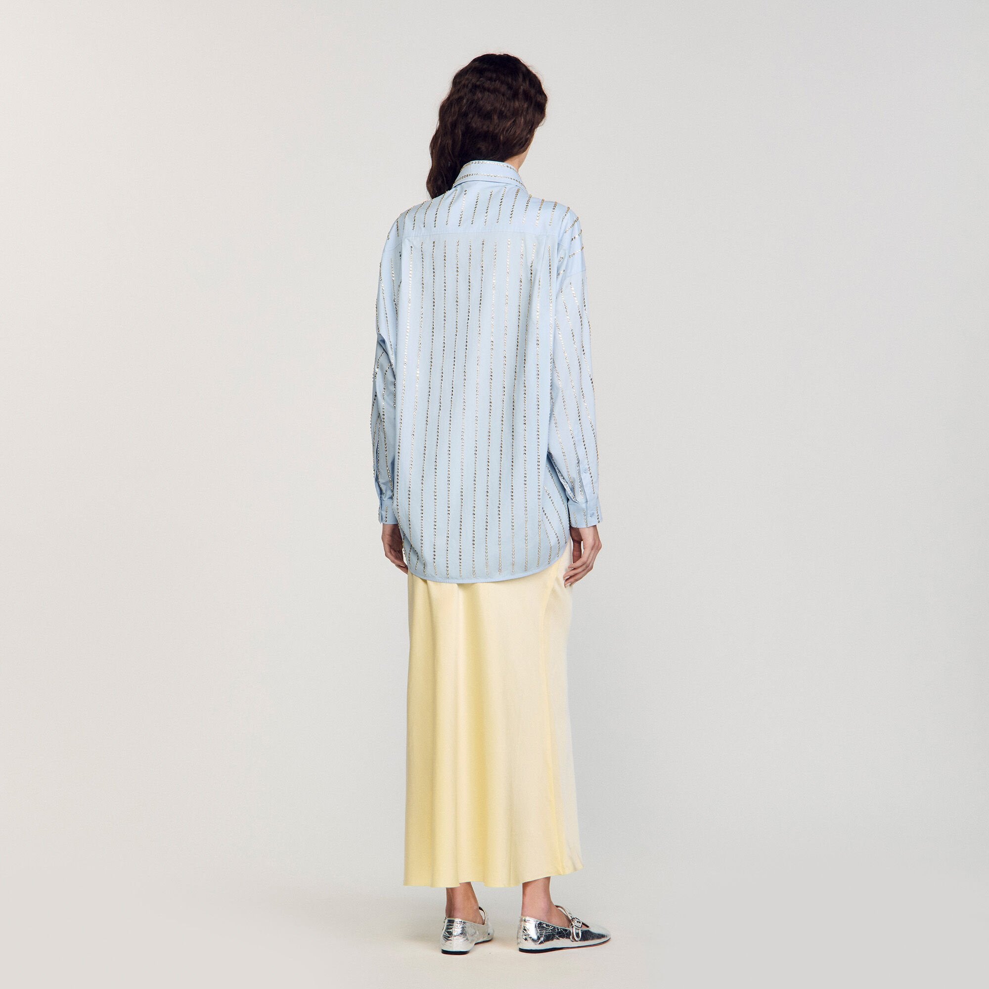 Sandro / Rhinestone shirt Sky Blue