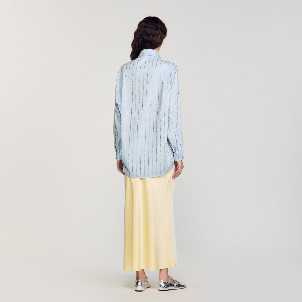 Sandro / Rhinestone shirt Sky Blue