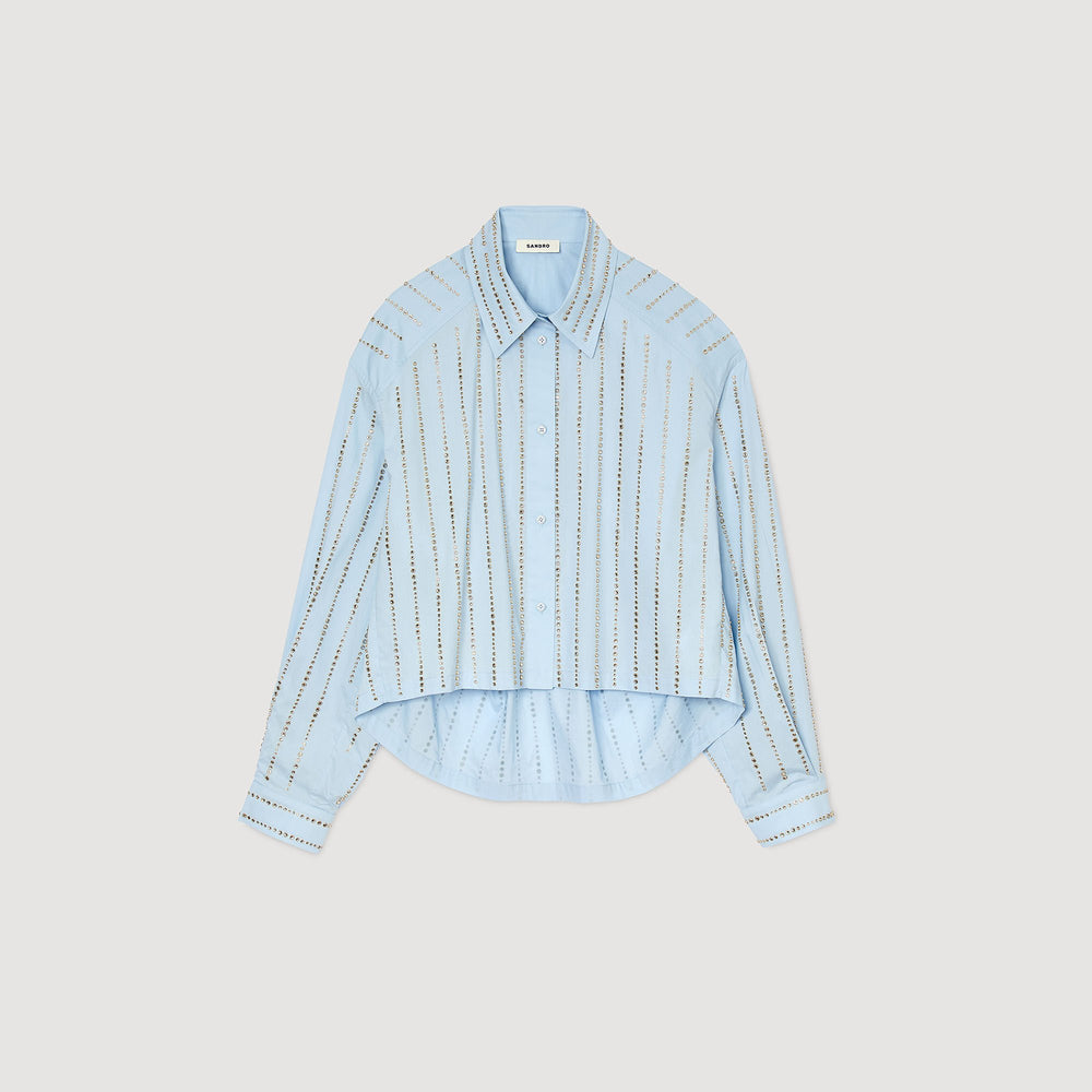 Sandro / Rhinestone shirt Sky Blue