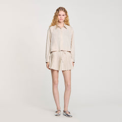 Sandro / Striped rhinestone shirt Khaki / Pink