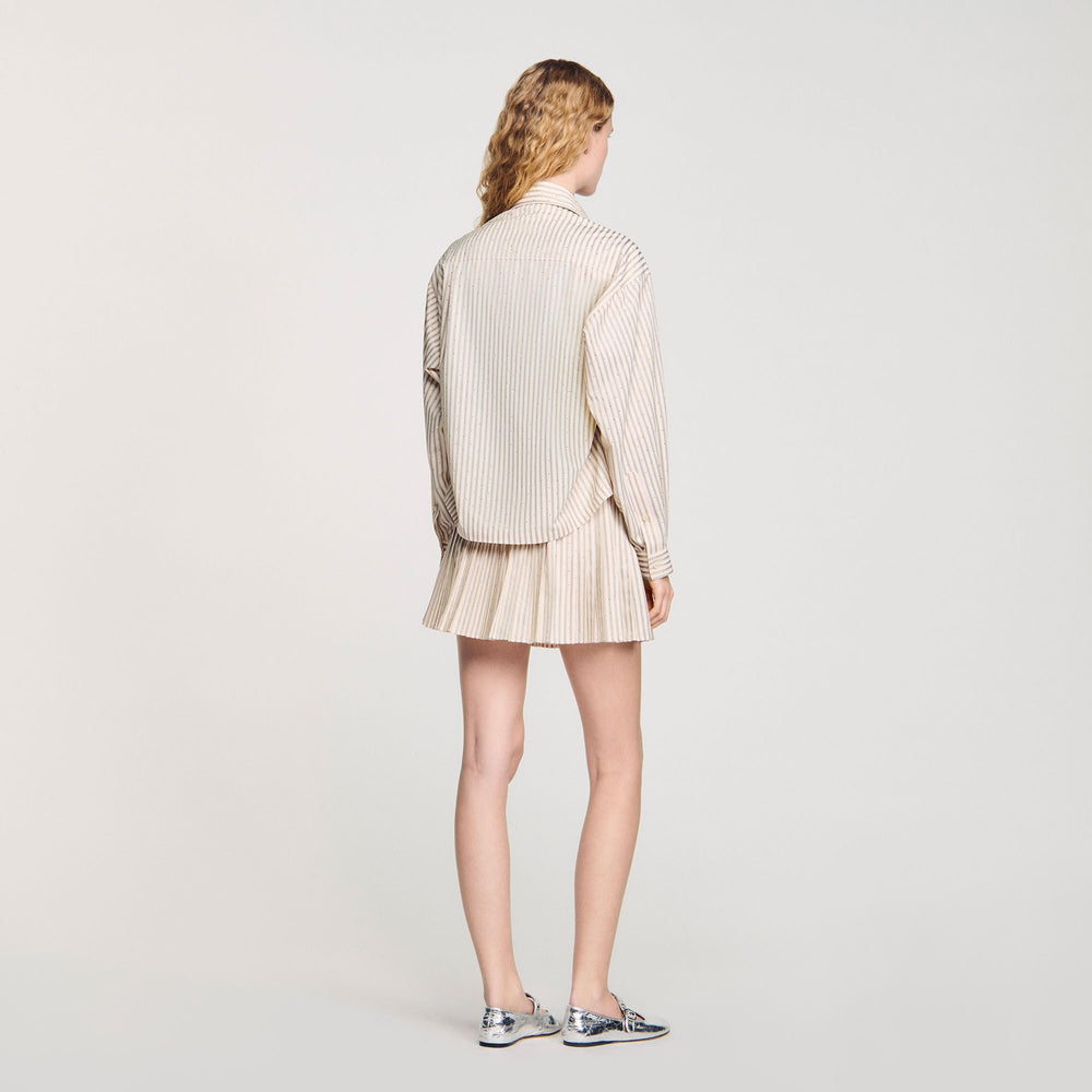 Sandro / Striped rhinestone shirt Khaki / Pink