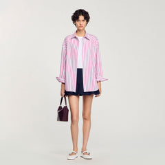 Sandro / Striped rhinestone shirt Pink
