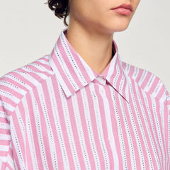 Sandro / Striped rhinestone shirt Pink