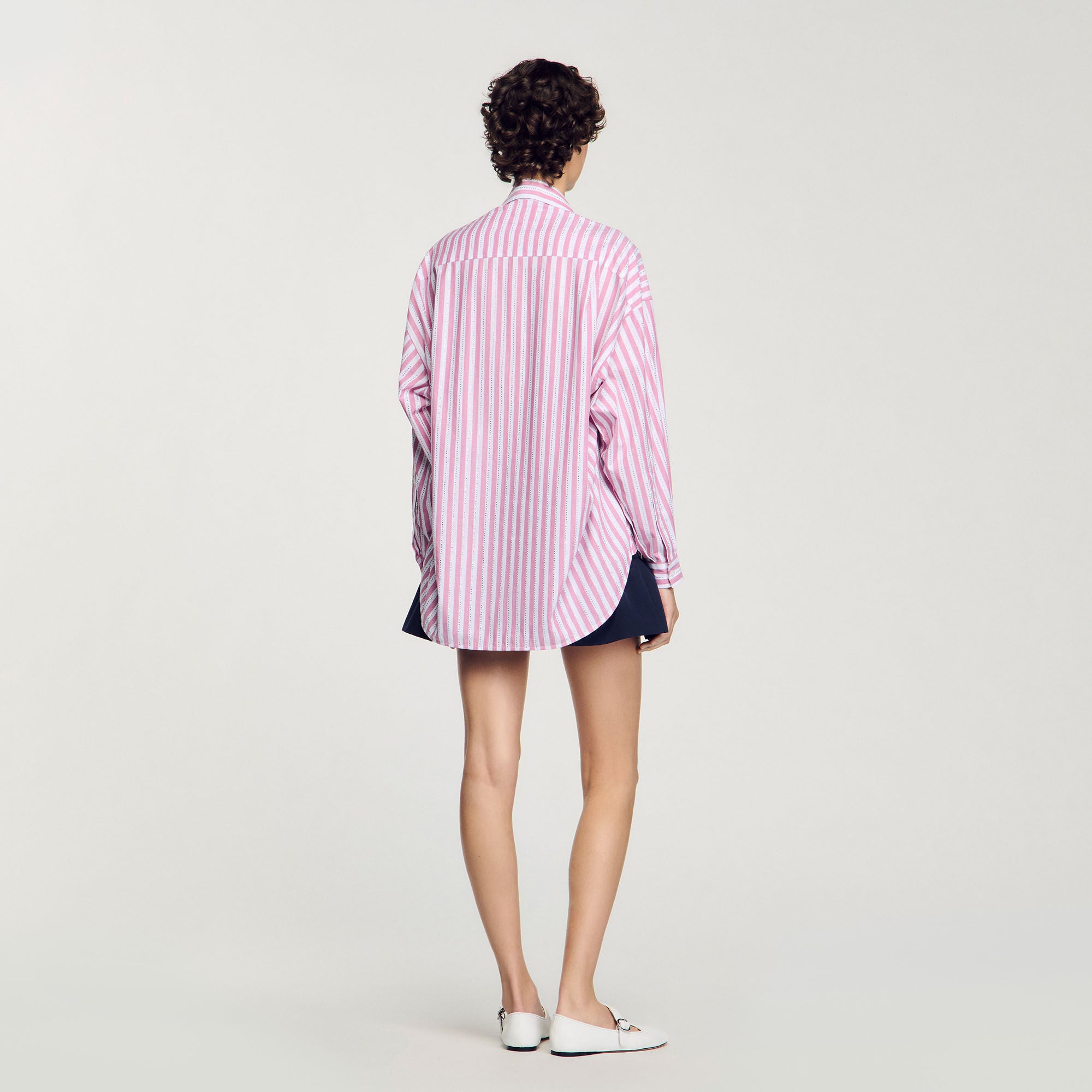 Sandro / Striped rhinestone shirt Pink