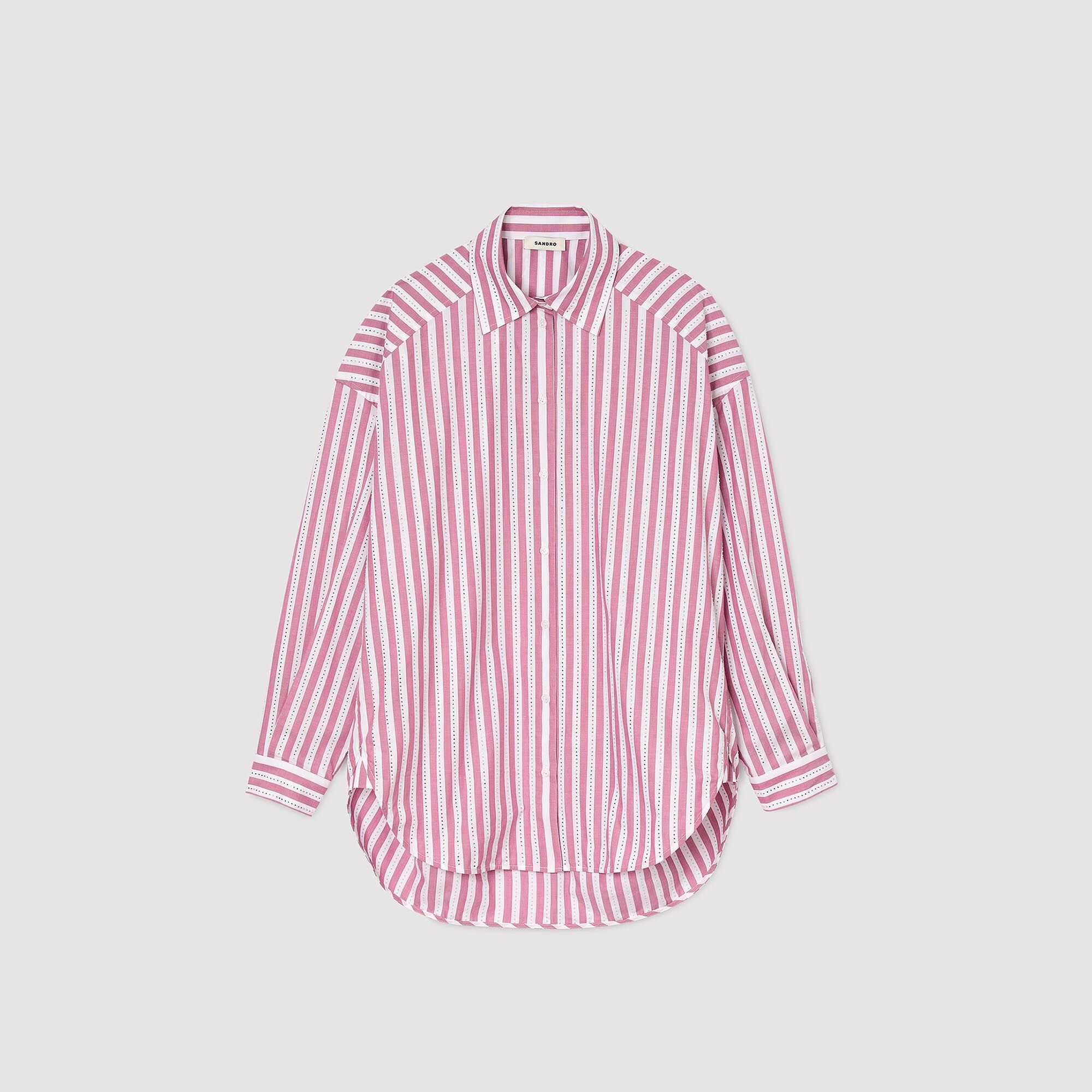 Sandro / Striped rhinestone shirt Pink