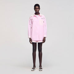Sandro / Striped rhinestone shirt Pink