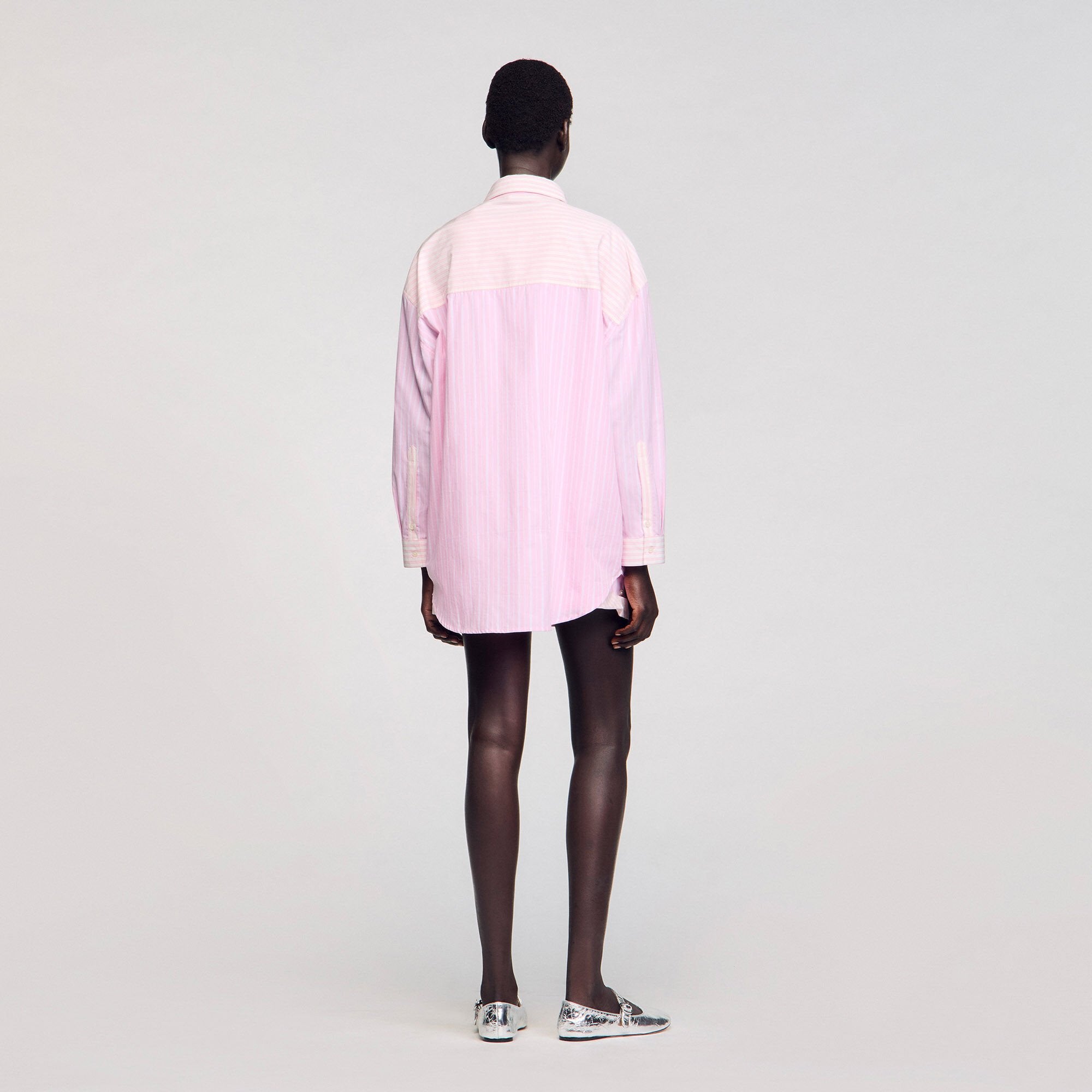 Sandro / Striped rhinestone shirt Pink
