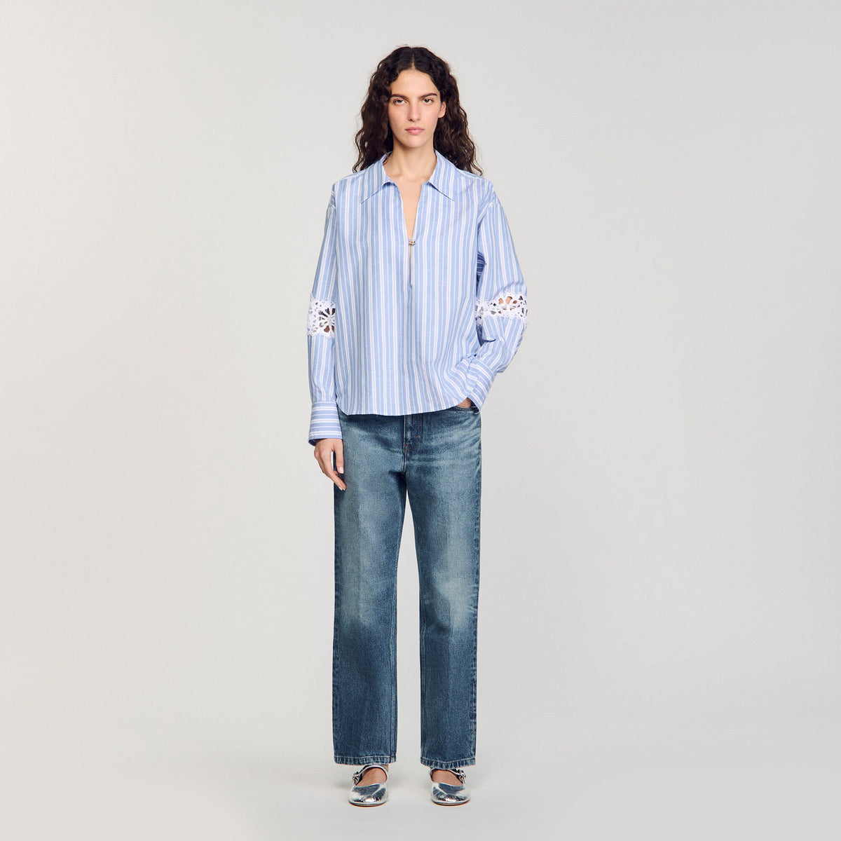 Sandro / Striped shirt Blu / White