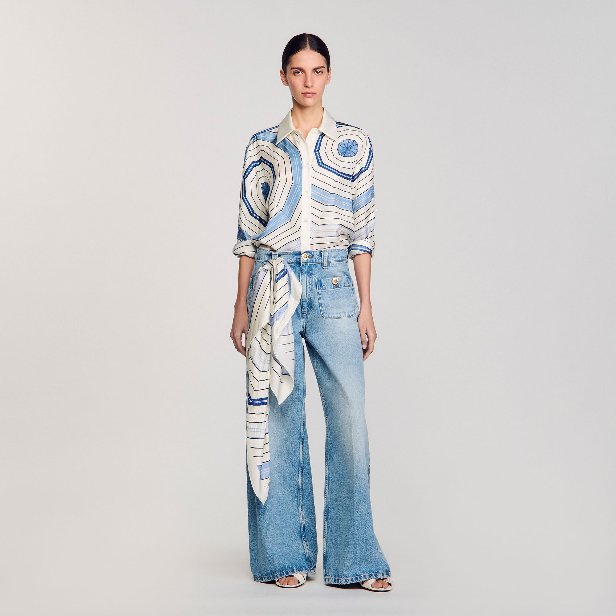 Sandro / Spiral-motif long sleeve shirt Sky Blue