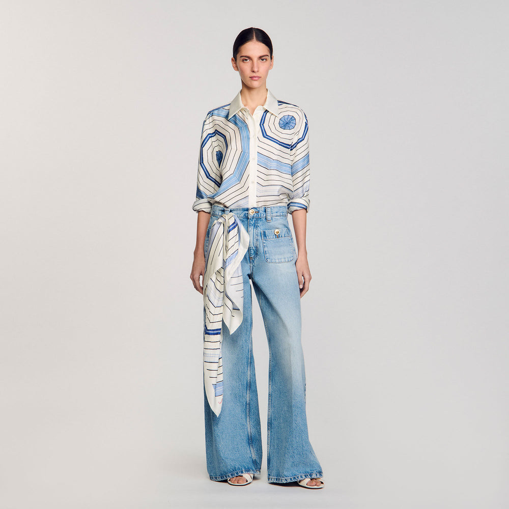 Sandro / Spiral-motif long sleeve shirt Sky Blue