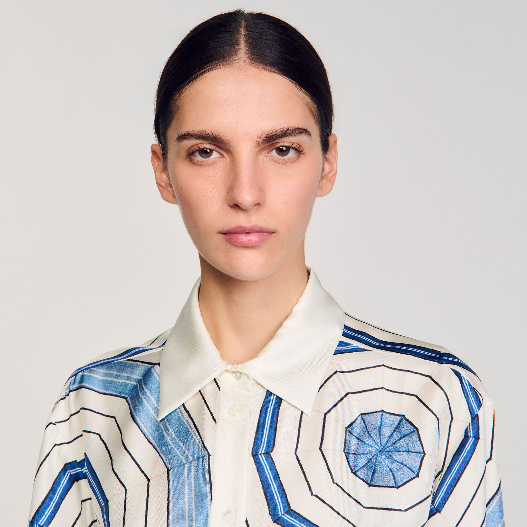 Sandro / Spiral-motif long sleeve shirt Sky Blue