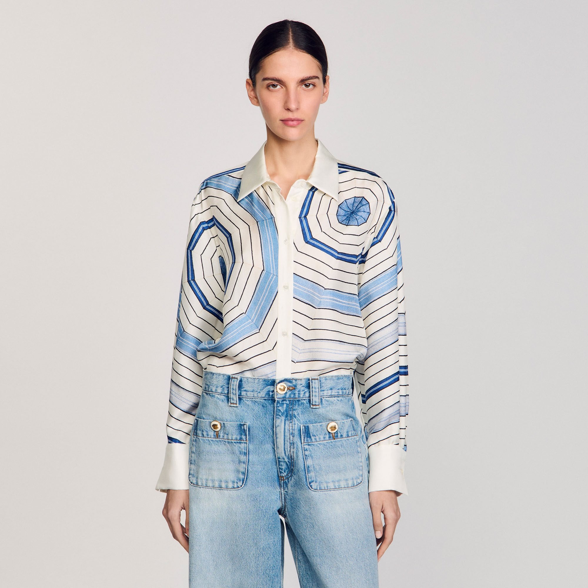 Sandro / Spiral-motif long sleeve shirt Sky Blue
