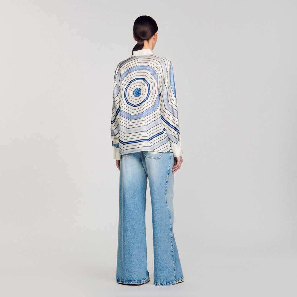Sandro / Spiral-motif long sleeve shirt Sky Blue