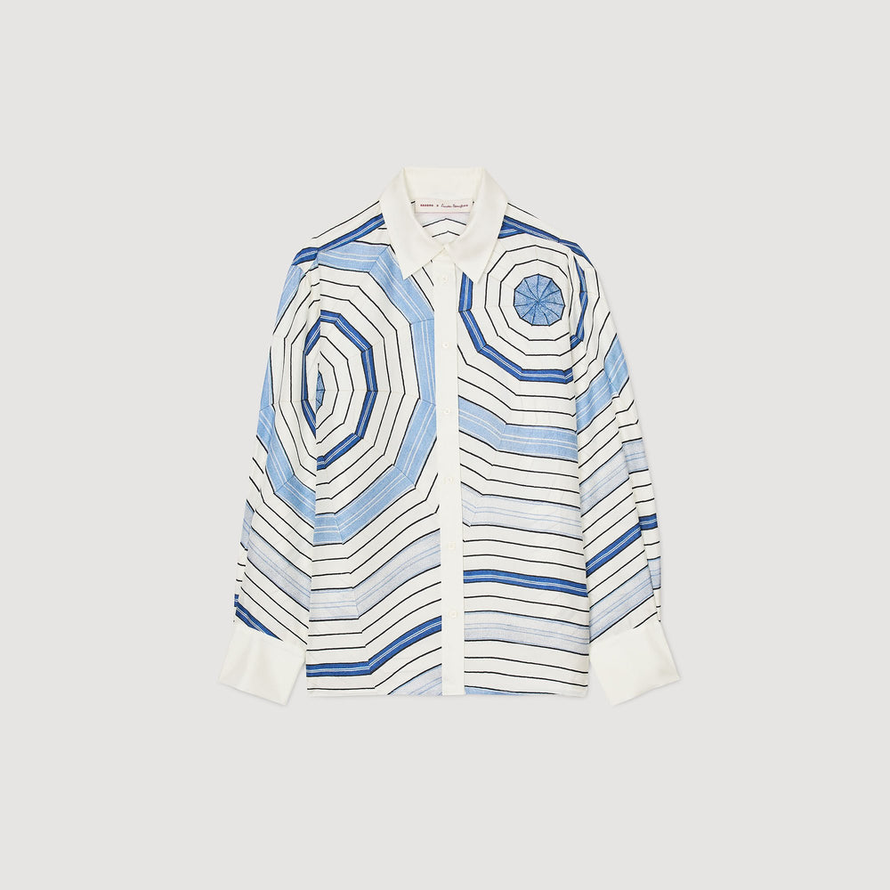 Sandro / Spiral-motif long sleeve shirt Sky Blue