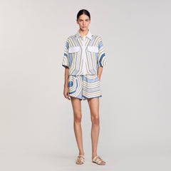 Sandro / Spiral-motif silk shirt Sky Blue