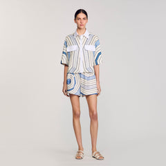 Sandro / Spiral-motif silk shirt Sky Blue