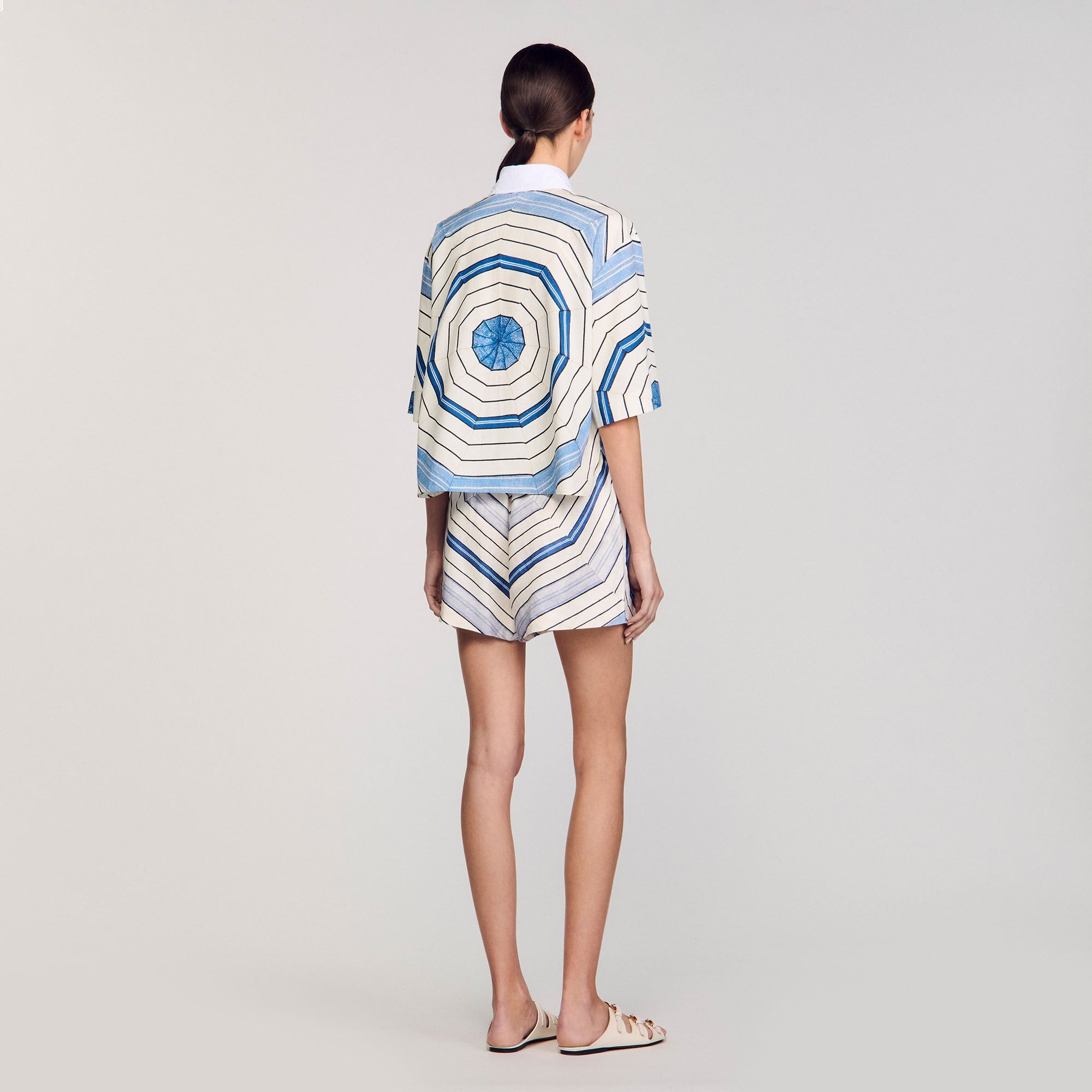 Sandro / Spiral-motif silk shirt Sky Blue