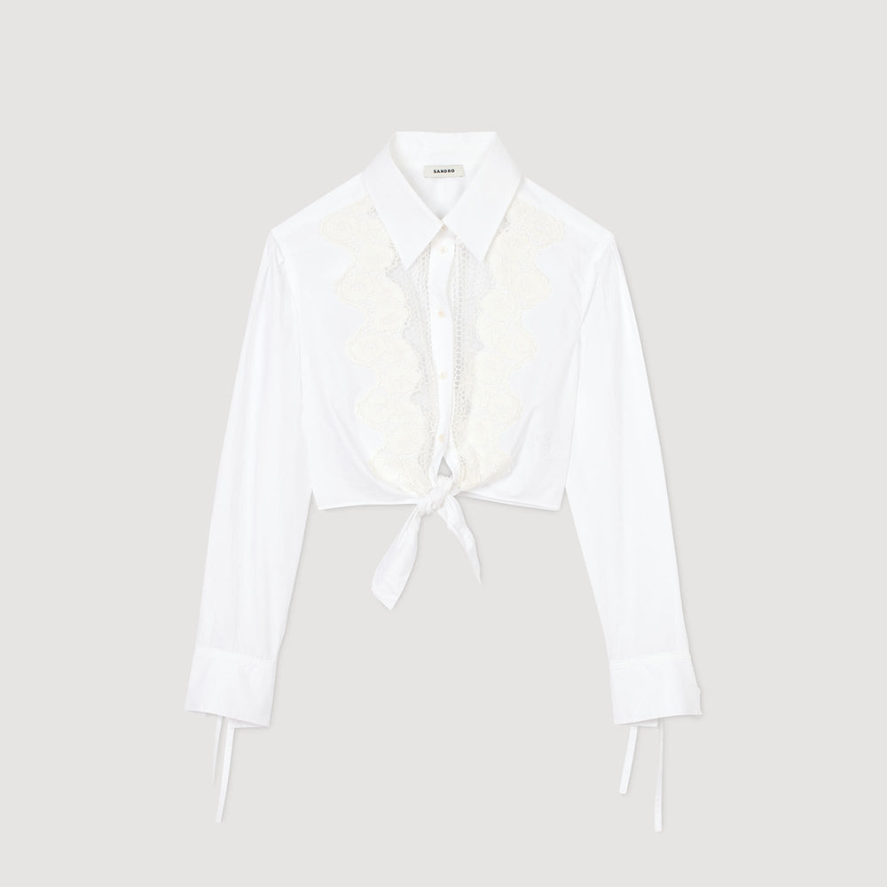 Sandro / Lace bib shirt White