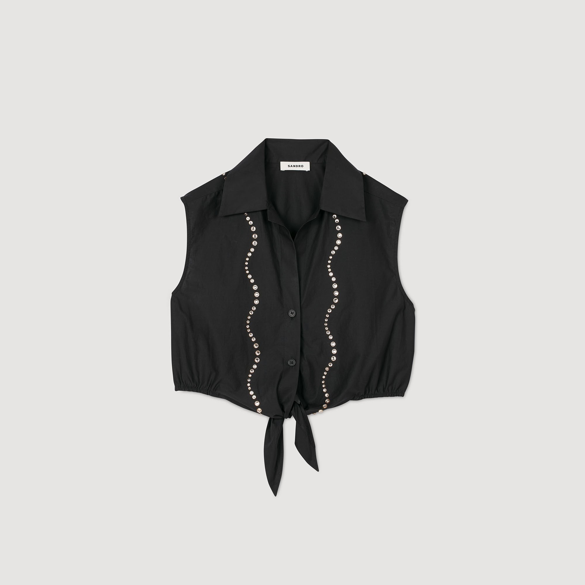 Sandro / Rhinestone cropped shirt Black
