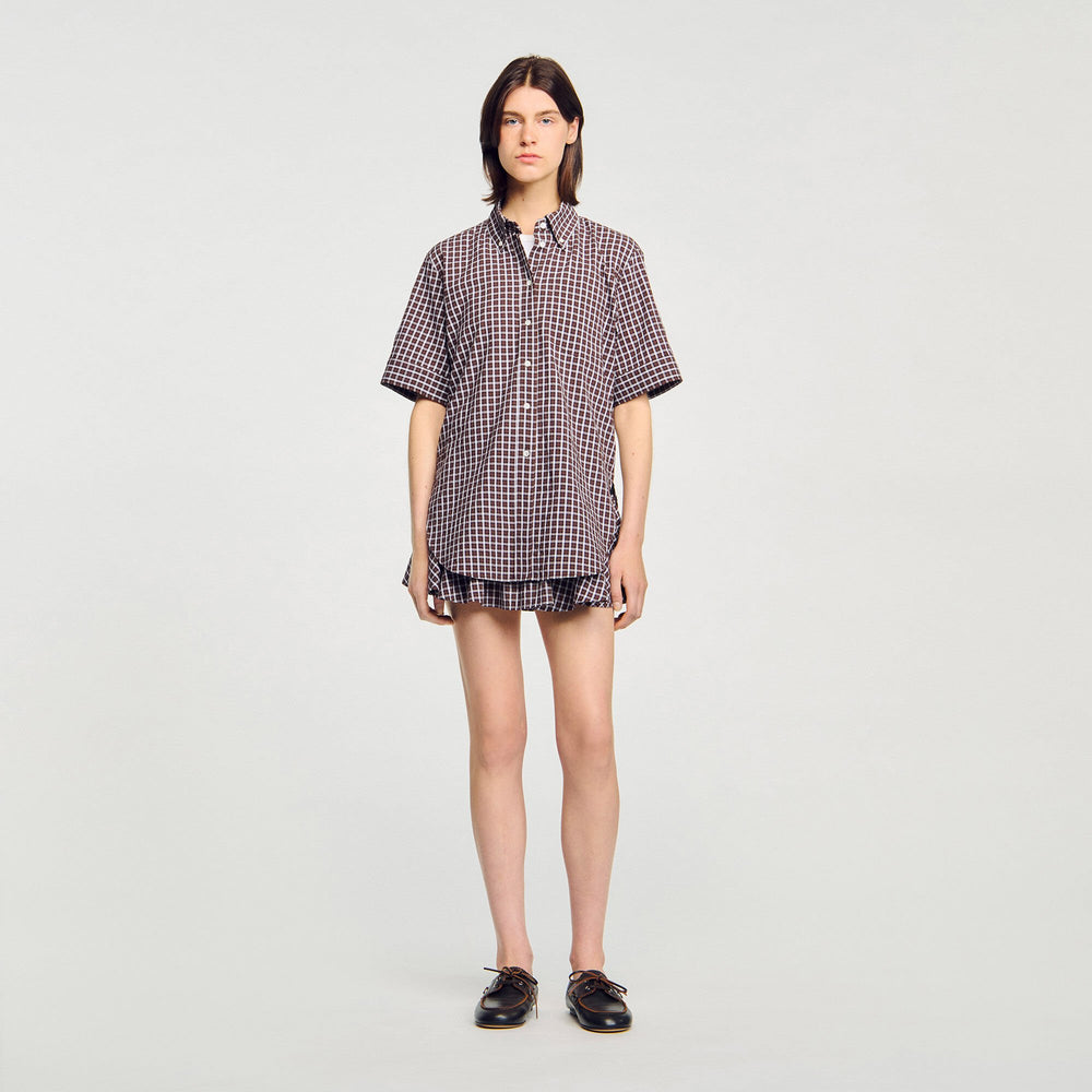 Sandro / Oversized checkered shirt Brown
