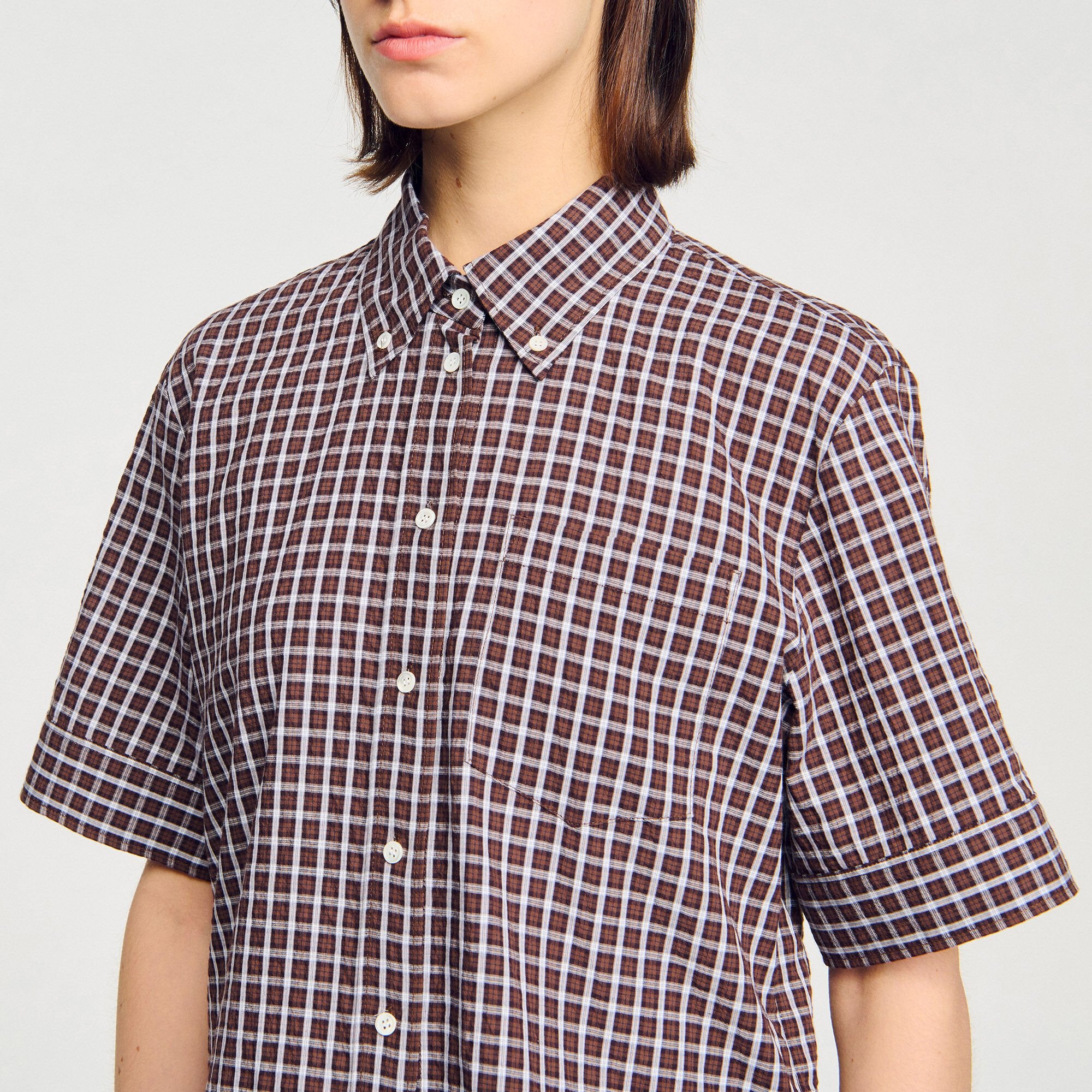 Sandro / Oversized checkered shirt Brown