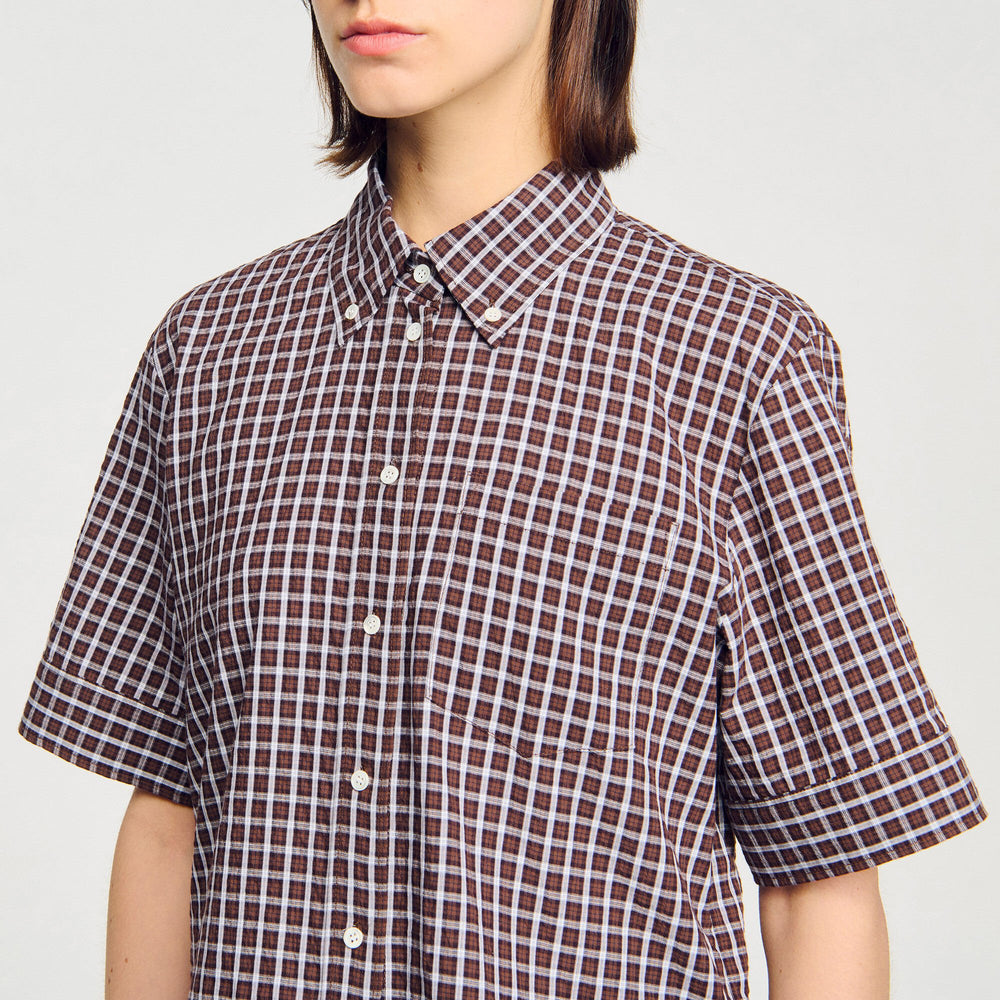 Sandro / Oversized checkered shirt Brown