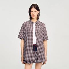 Sandro / Oversized checkered shirt Brown