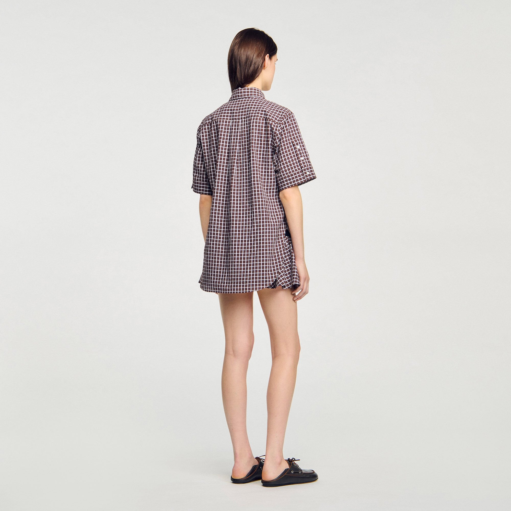 Sandro / Oversized checkered shirt Brown