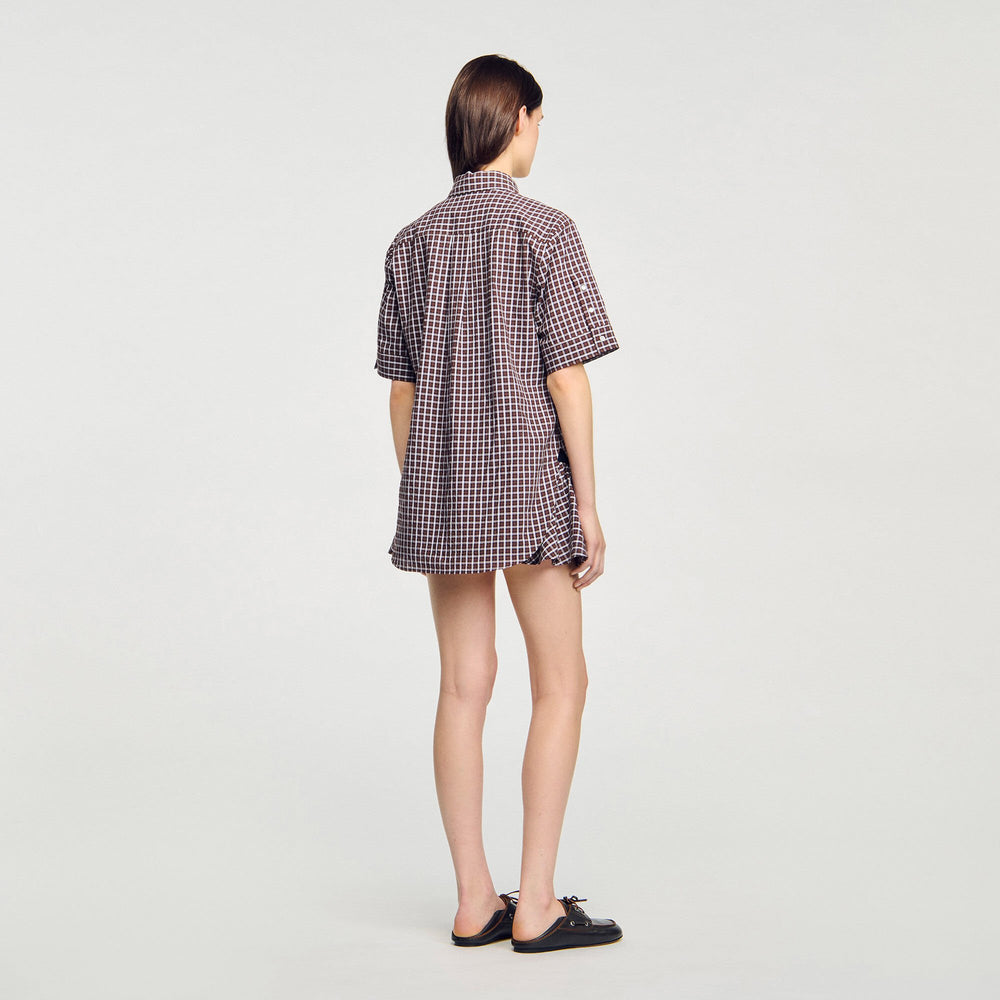 Sandro / Oversized checkered shirt Brown
