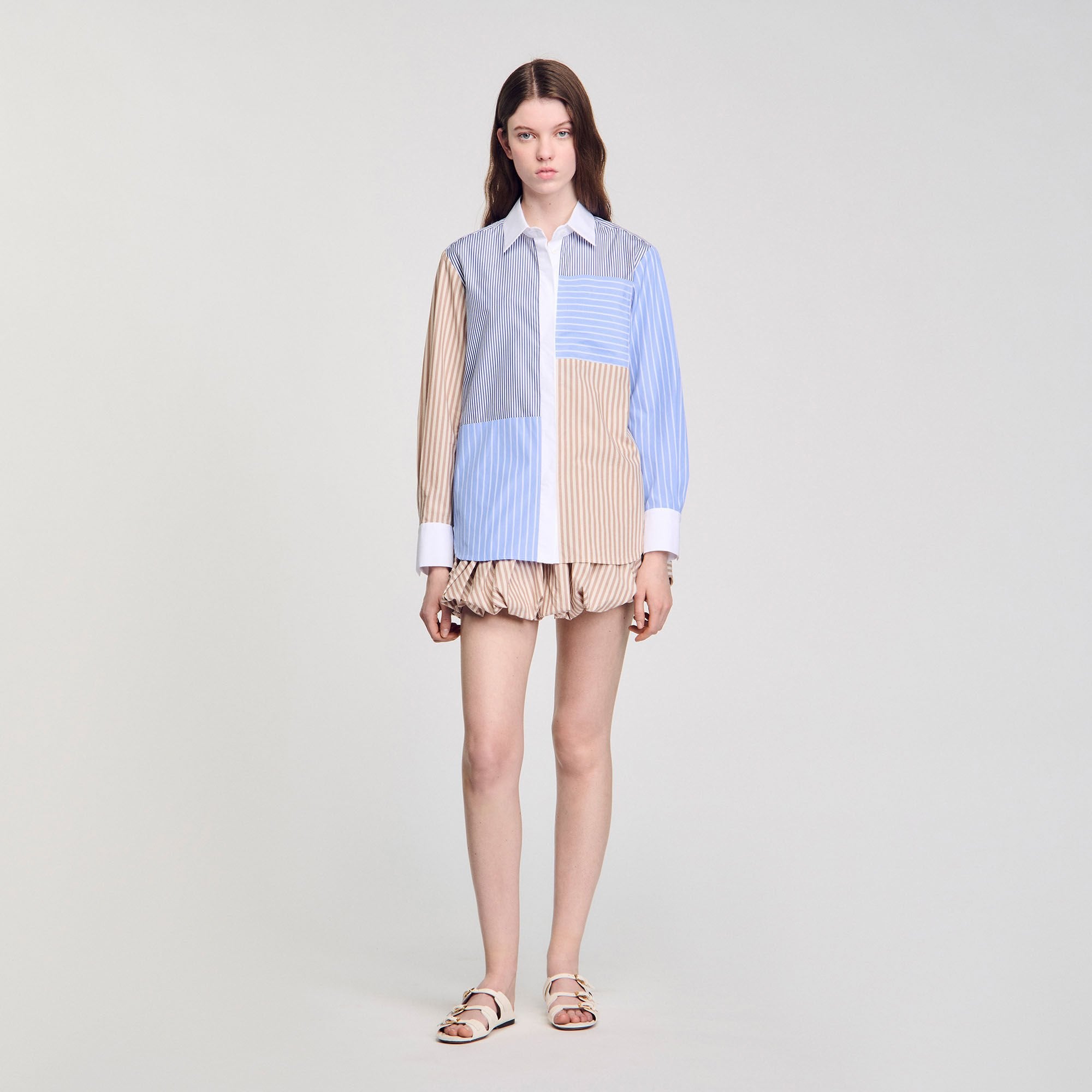 Sandro / Striped mix shirt Sand / Camel