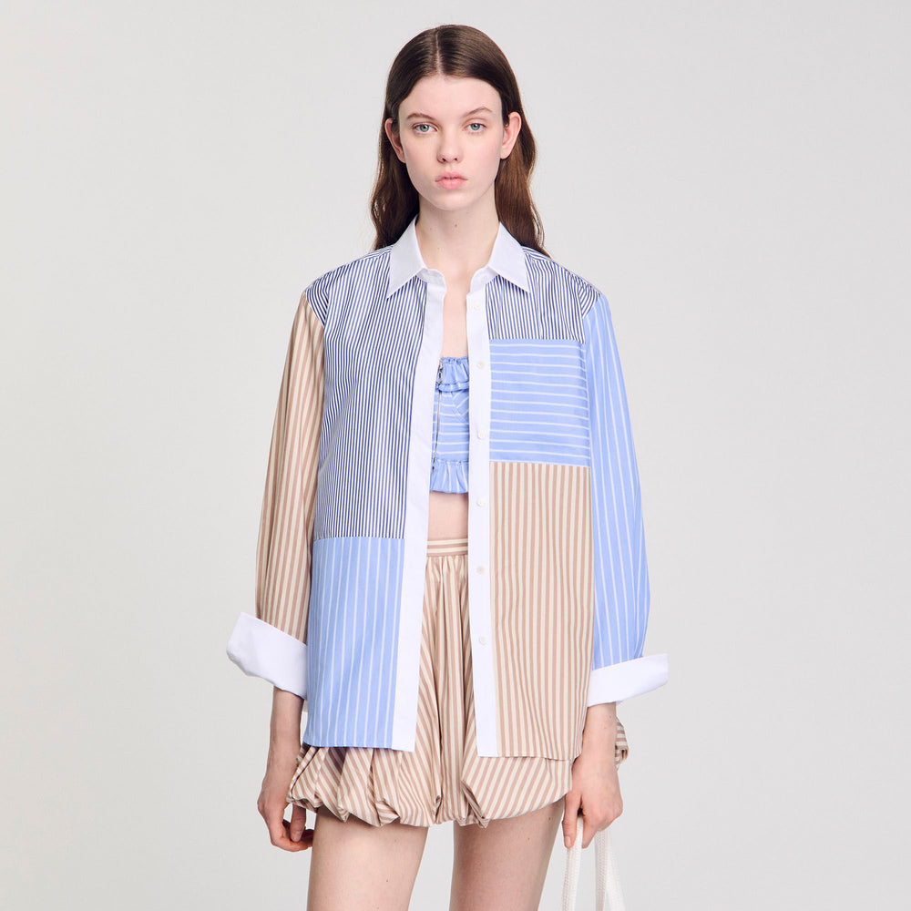 Sandro / Striped mix shirt Sand / Camel