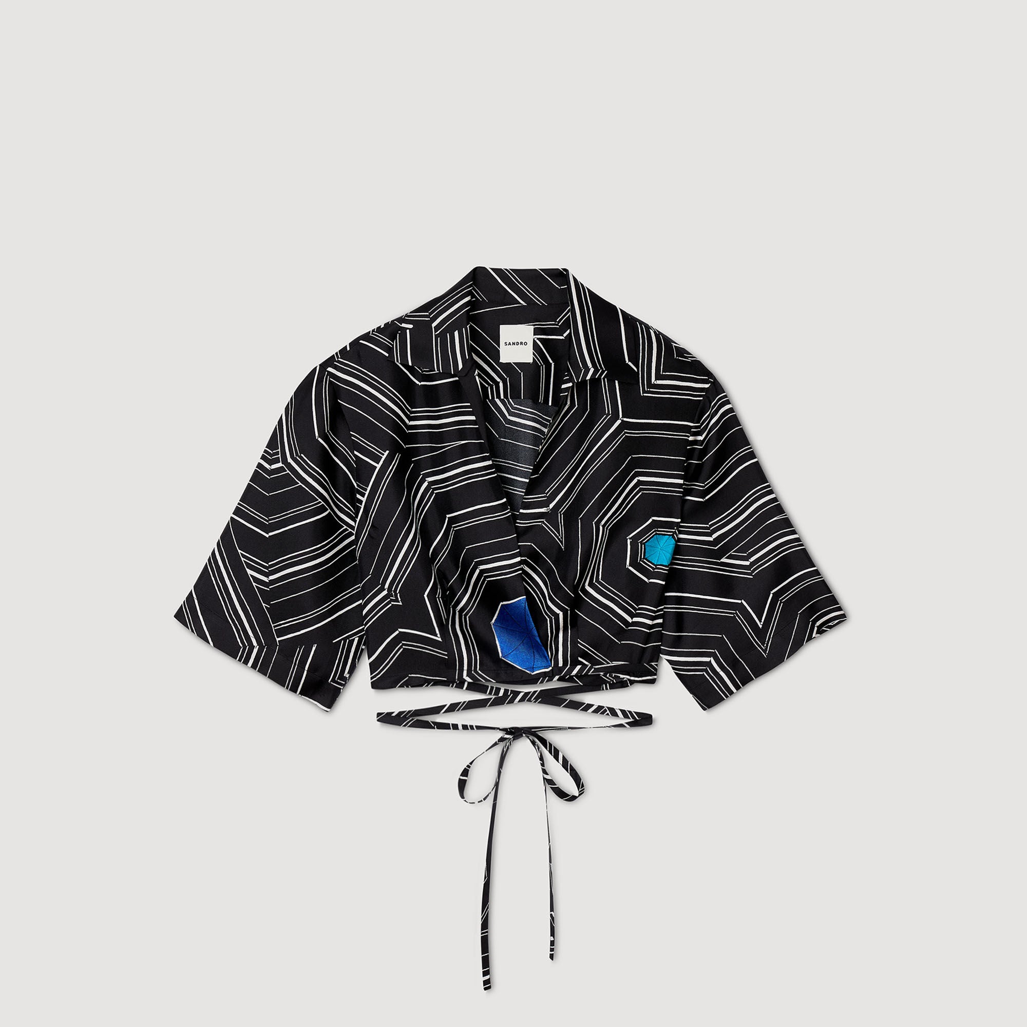 Sandro / Spiral-motif silk shirt Black