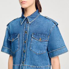 Sandro / Cropped denim shirt Blue Jean