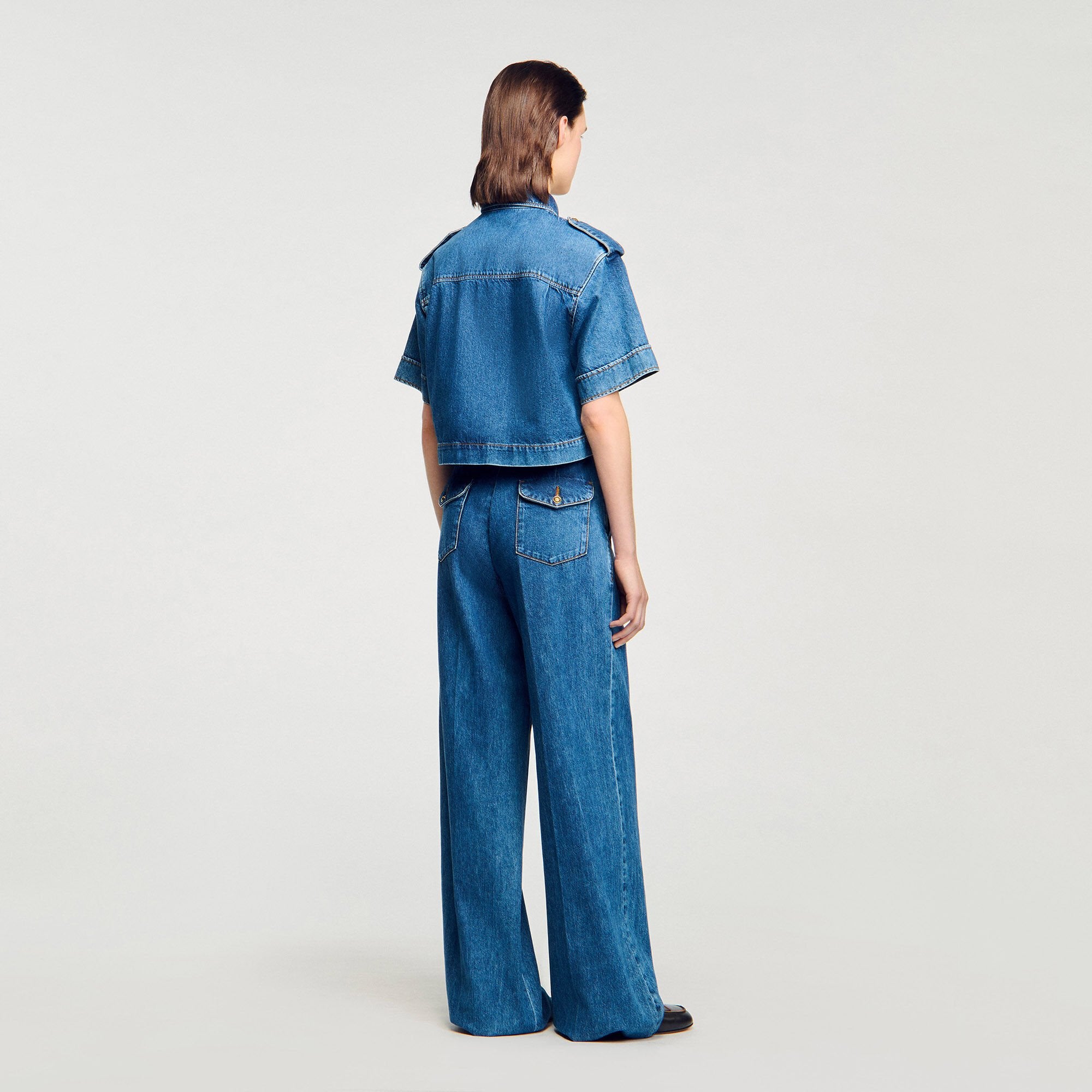 Sandro / Cropped denim shirt Blue Jean