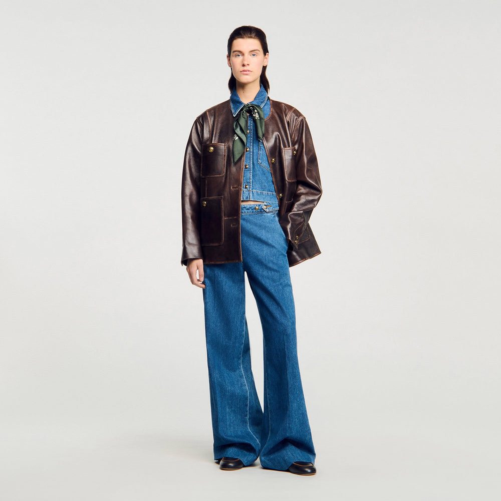 Sandro / Cropped denim shirt Blue Jean