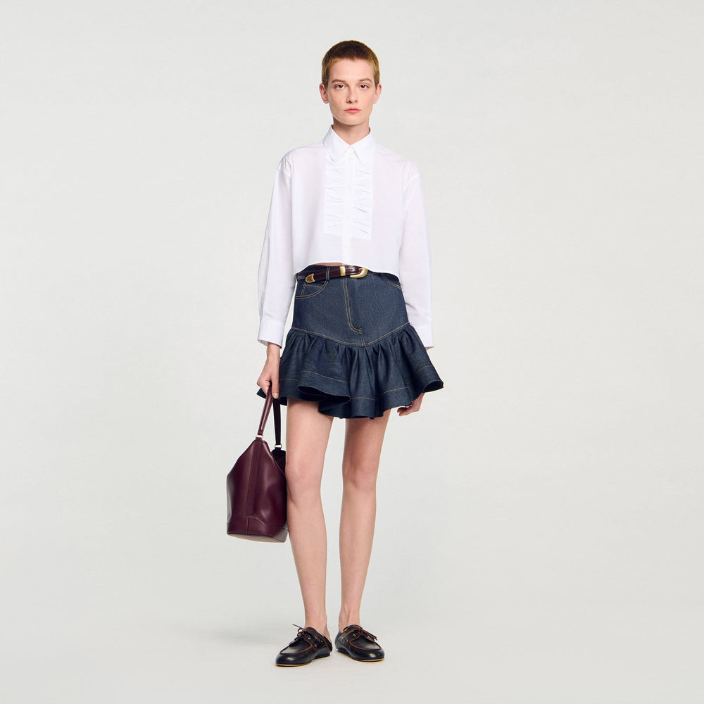 Sandro / Cropped shirt with bow detail White