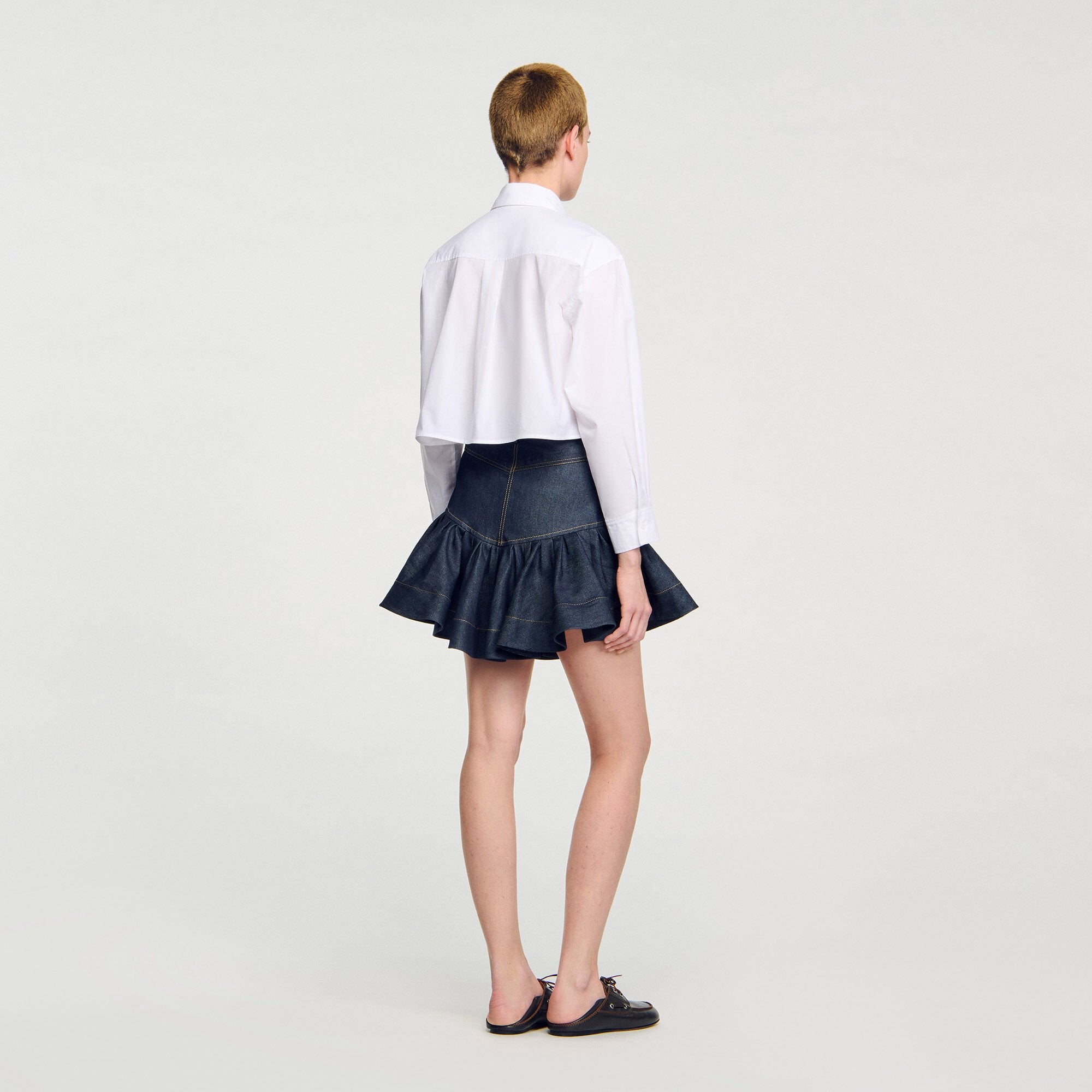 Sandro / Cropped shirt with bow detail White