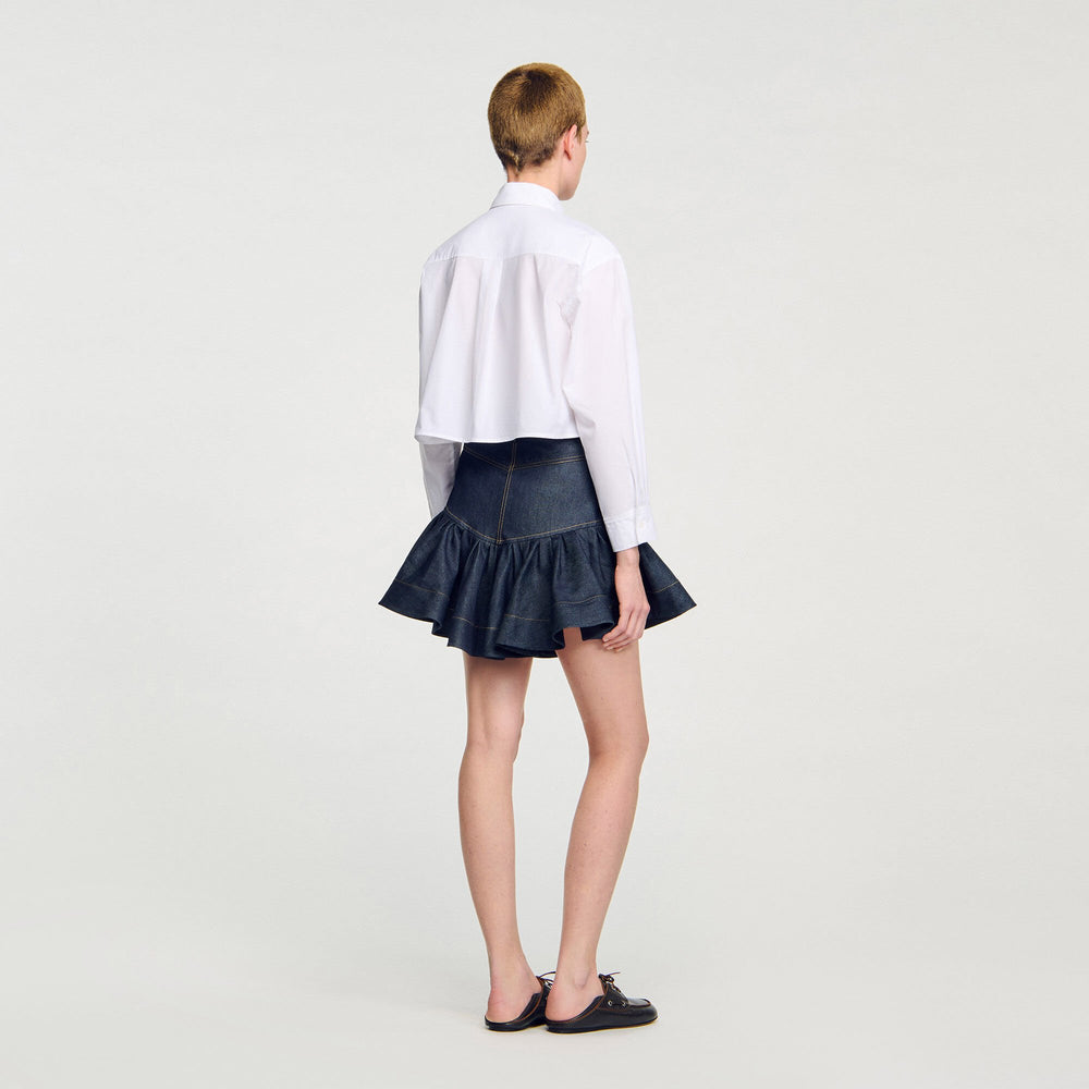 Sandro / Cropped shirt with bow detail White