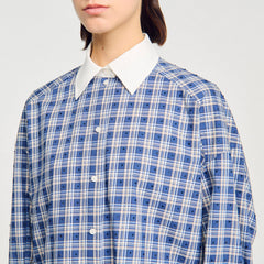 Sandro / Rhinestone checkered shirt Blue