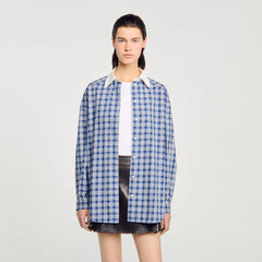 Sandro / Rhinestone checkered shirt Blue