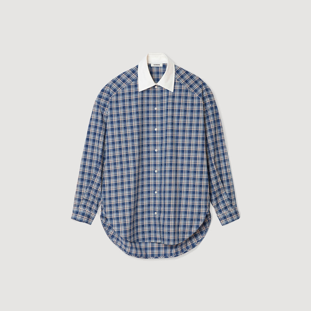 Sandro / Rhinestone checkered shirt Blue