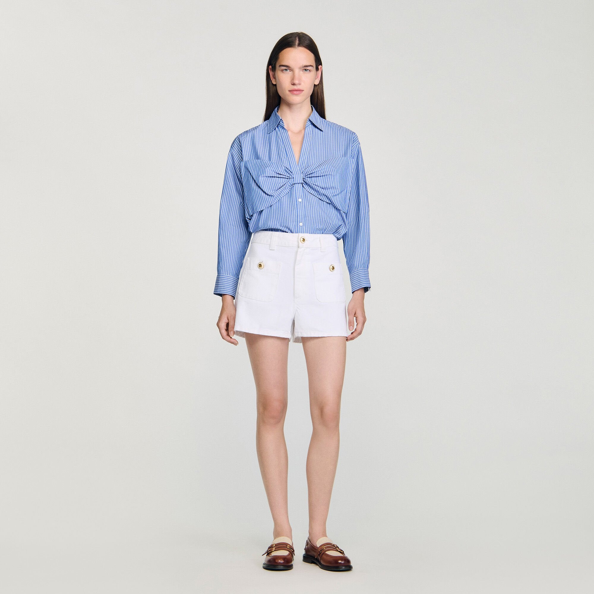 Sandro / Oversized bow shirt Blu / White