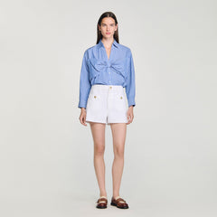 Sandro / Oversized bow shirt Blu / White