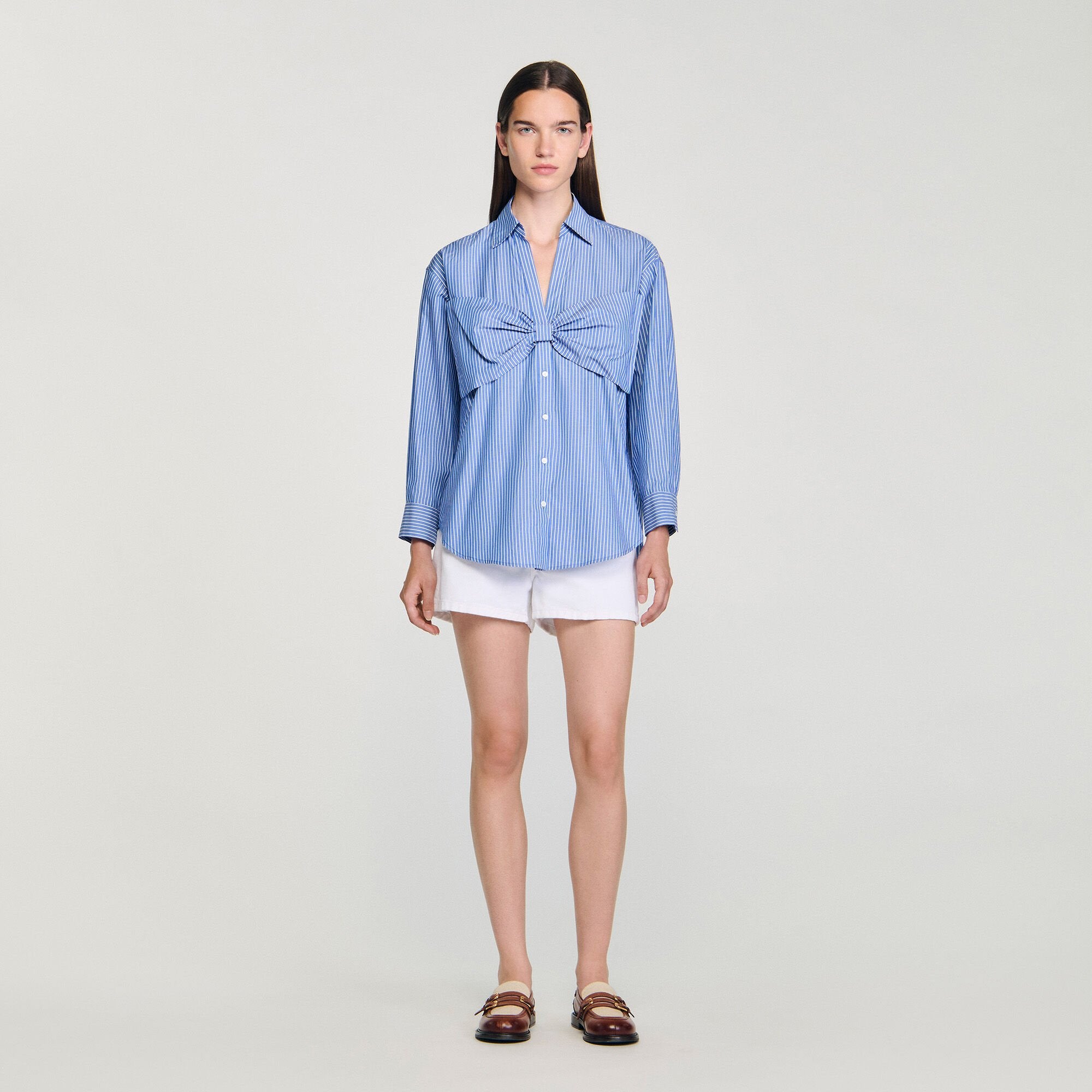 Sandro / Oversized bow shirt Blu / White