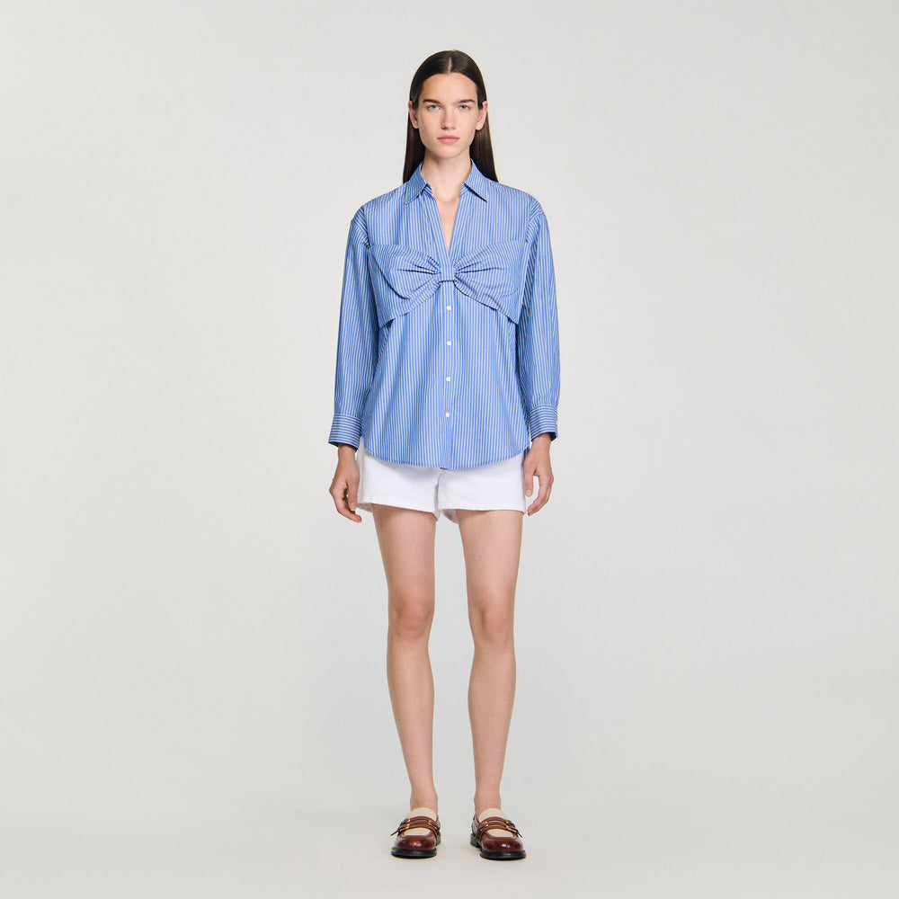 Sandro / Oversized bow shirt Blu / White