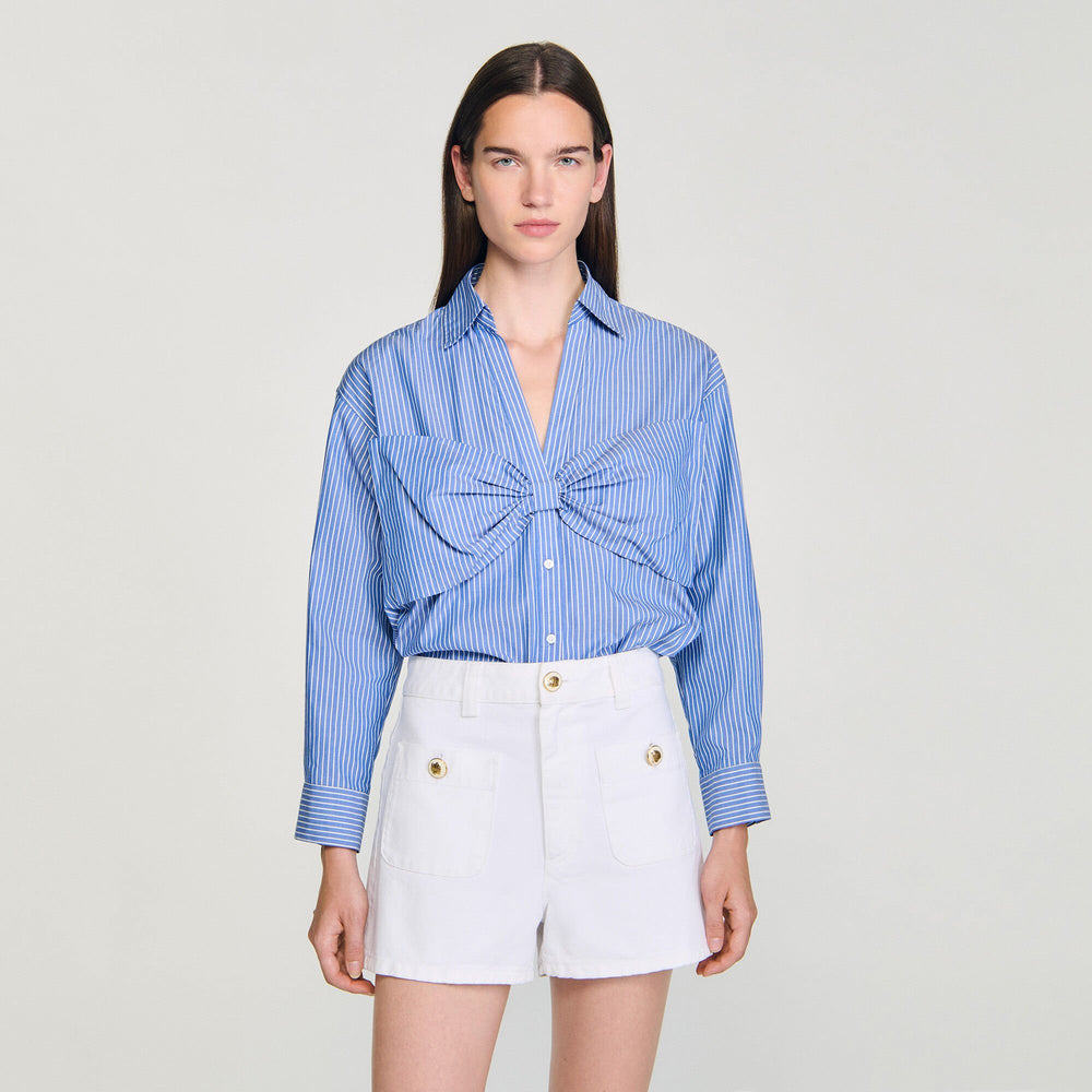Sandro / Oversized bow shirt Blu / White
